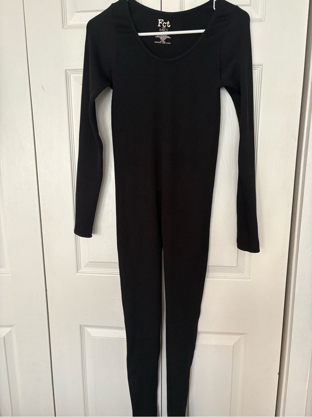 Fct Black Long-Sleeve Ribbed Jumpsuit